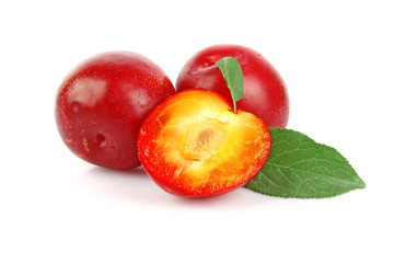 Plums on white