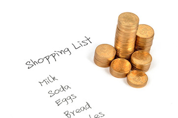 Shopping list and coins