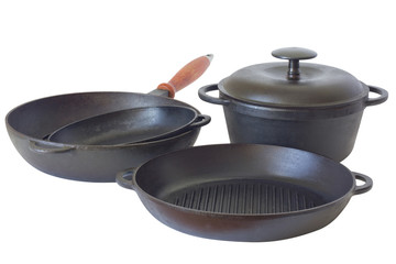 Set of cast iron pans © kateholms