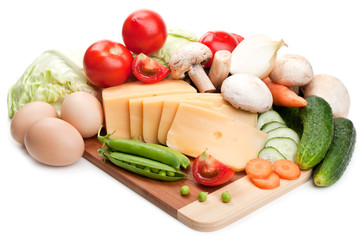 cheese and fresh vegetables