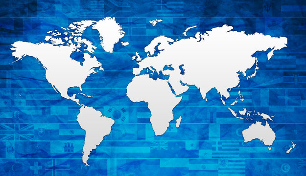 planisph&egrave;re - drapeaux - pays du monde