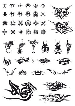 set di decorazioni geometriche e tatuaggi tribali