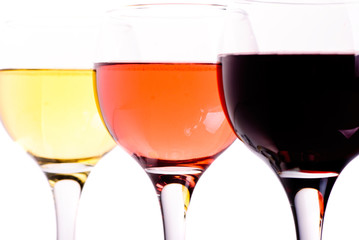 Three different wine glasses