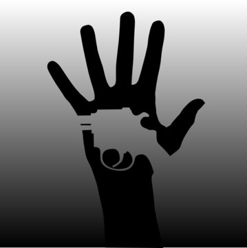 gun on human hand illustration
