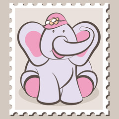 stamp Elephant Girl