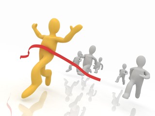 winner ran to the finish line first