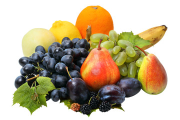 Fresh fruit on a white