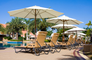 Swimming pool in spa resort . Thailand .