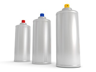 spray cans with differently colored paint