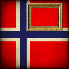 Fototapeta premium Bandiera della Norvegia con cornice personalizzabile