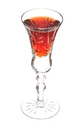 A glass of cherry brandy