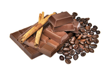 cinnamon, chocolate and coffee beans