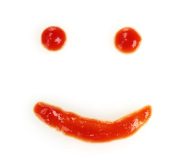Fototapeta premium Ketchup smile isolated on white