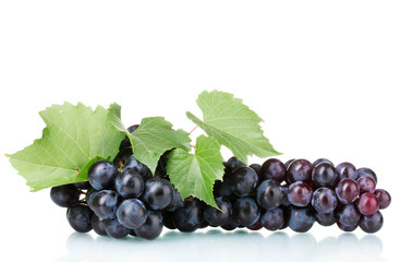 Ripe red grapes isolated on white