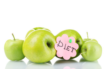 ripe green apples isolated on white