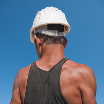 Back of construction worker
