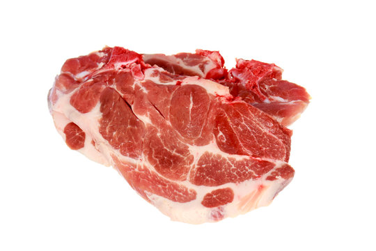 Schweinefleisch,Roh-Kotelett,isoliert auf Weiss