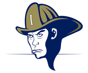 cartoon style fireman in helmet