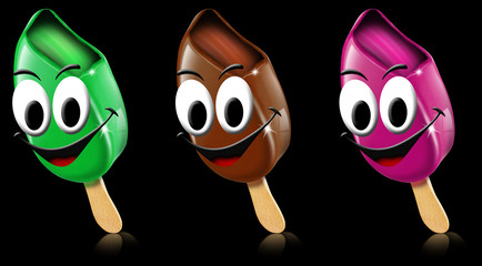 Cartoon colored ice creams with smile