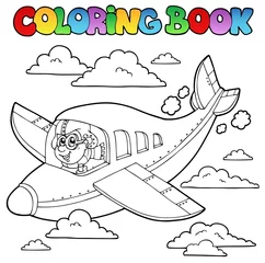 Peel and stick wall murals For kids Coloring book with cartoon aviator