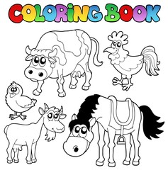 Livre de coloriage avec des dessins animés de la ferme