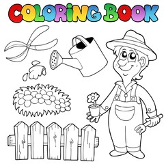 Livre de coloriage avec le sujet de jardin