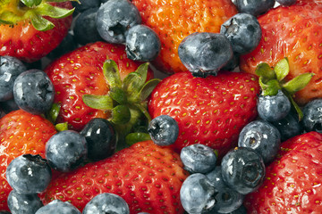 garden strawberry and blueberries