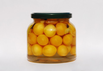 Jar of Yellow Cherry Grappa Preserve