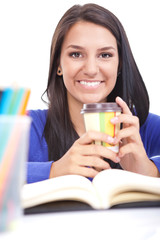 smiling girl with coffee