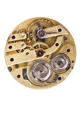 close up view of gears from clock