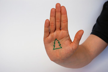 Hand symbolisiert Weihnachten