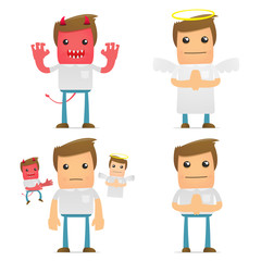 set of funny cartoon casual man