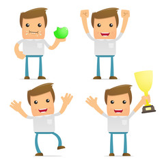 set of funny cartoon casual man