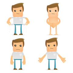 set of funny cartoon casual man