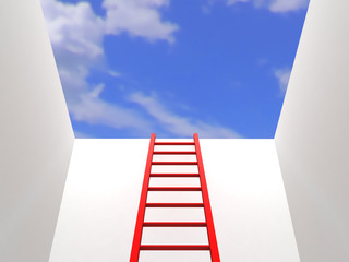 Ladder leading up to the sky