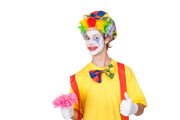 Clown mit rosa Blume