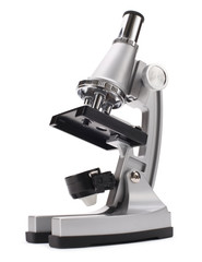 silver microscope on white background