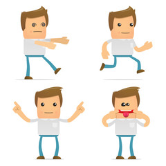 set of funny cartoon casual man
