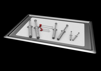 Tablett mit Spritzen