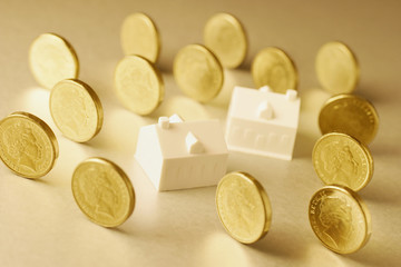 Miniature Houses and Coins