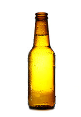 Nice lit on a beer bottle isolated in a white background