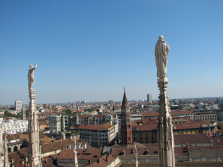 Fototapeta na wymiar Milan panorama view from the top of the Duomo