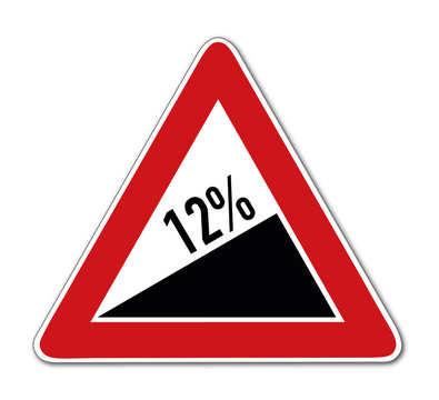 Dreieck Verkahrsschild 12% Steigung
