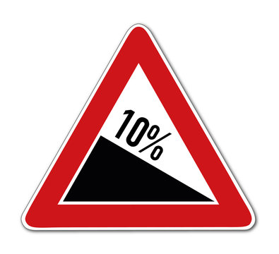 Verkehrsschild Dreieck 10% Neigung