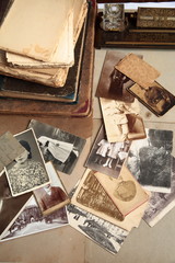 Old books,photos and postcards