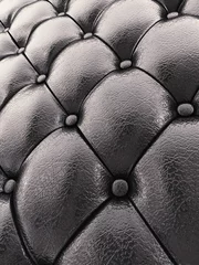 Photo sur Aluminium Cuir Modèle de tapisserie d& 39 ameublement en cuir noir, illustration 3d