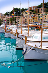 Puerto de Soller Port of Mallorca with lllaut boats © lunamarina