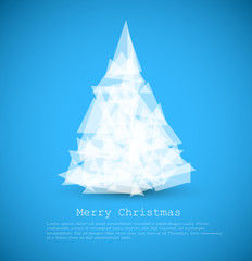 Vector modern card with abstract white christmas tree