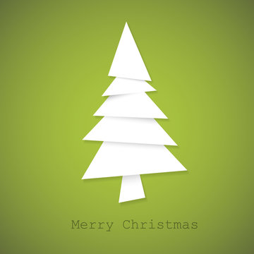 Simple vector christmas tree made from pieces of paper