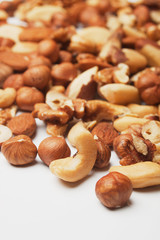 Nuts over white background